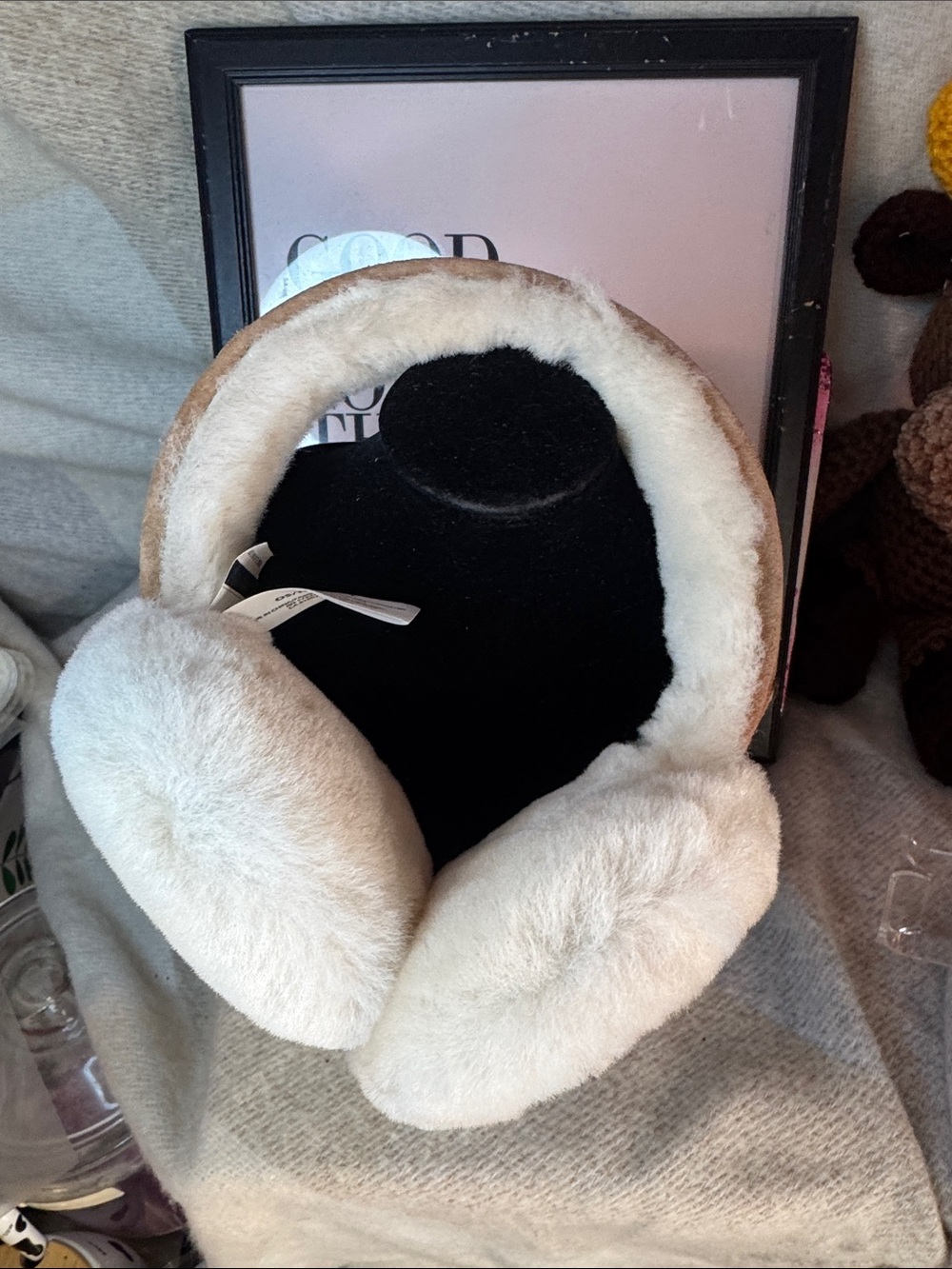 UGG Cream Faux-Fur Over-Ear Headphones